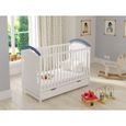 Lit d'enfant,lit bebe bleu-blanc 120x60cm avec tiroir et barrière de sécurité-1