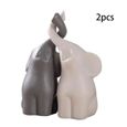 Couple d'éléphant céramique Décoration maison Décoration Paire d'animaux Figurines décoratives salon Chambre coucher Set 2pcs S bon-1