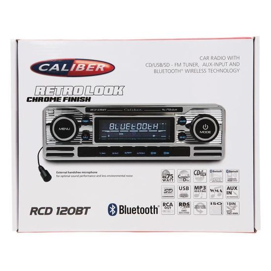 Autoradio stéréo avec technologie Bluetooth® et DAB+ - CD/USB/SD 4x75Watt -  Noir (RCD238DAB-BT) | Caliber