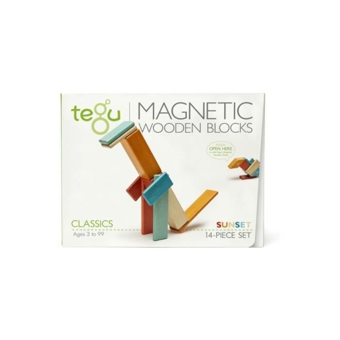 Set de 14 pièces Natural - Cubes en bois magnétiques Tegu
