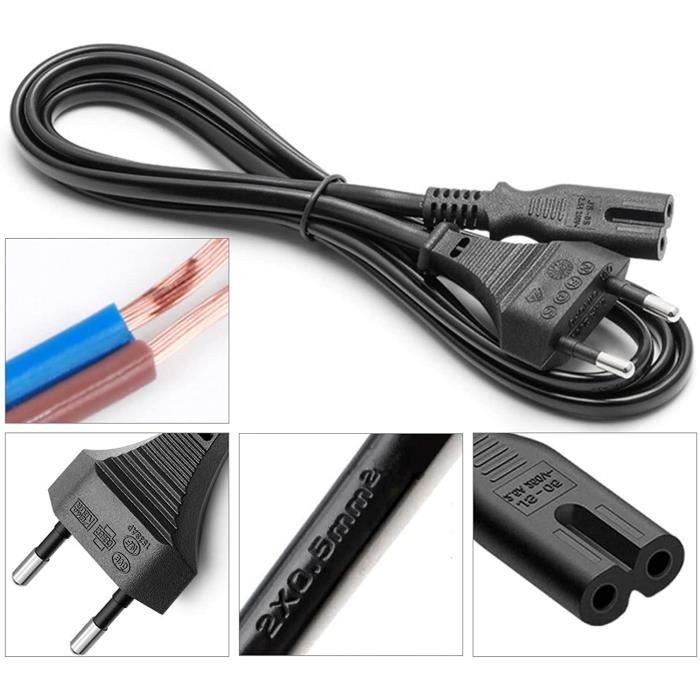 2 Pack Ca Iec 320 C8 Vers Double C7 Y Séparateur D'Alimentation Câble,10A 125V Figure 8 Câble