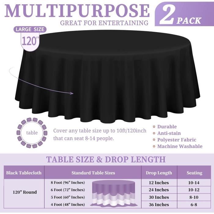 Nappe noire 60'' ronde 100% polyester