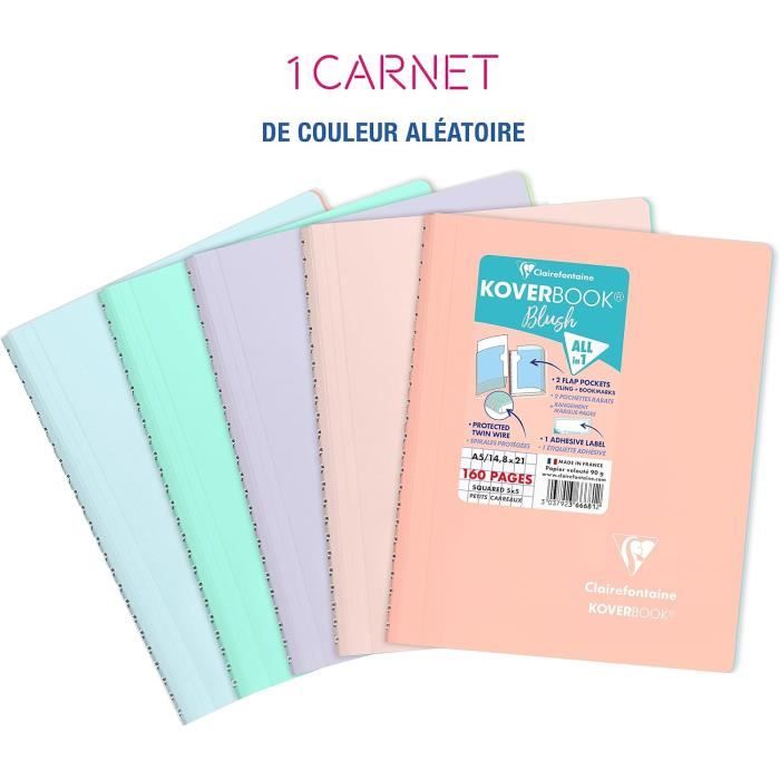 Cahier spirale clairefontaine koverbook blush a5 14 8 x 21 cm
