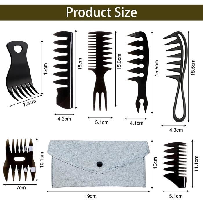 Peigne - Peignes Cheveux Homme Dents Larges Kit Hommes Grosse Dent Large  Antistatique Forme Huile Style - Cdiscount