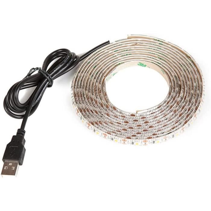 Bande LED 3528, 5V avec USB, blanc chaud, 2 mètres