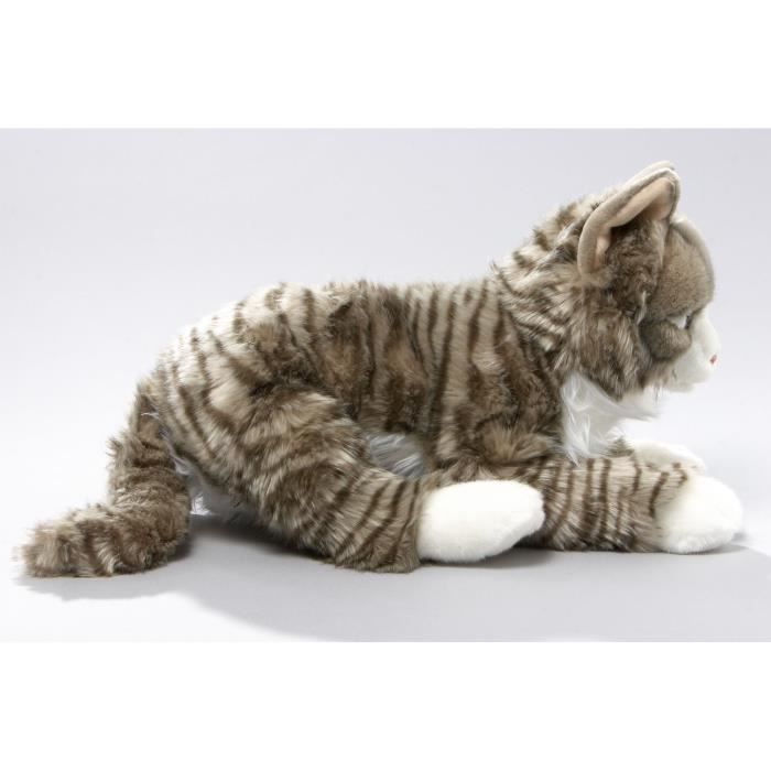 Chat Peluche couche tigre gris 37cm Jouet Cdiscount Jeux Jouets
