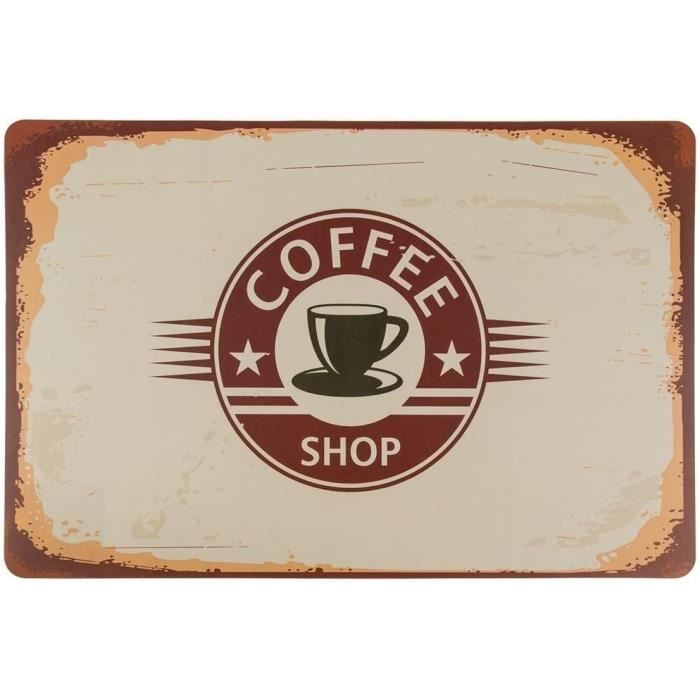 ootb - Lot de 4 sets de table : Sets de table rétro Coffee Shop - Pour petit -déjeuner - En plastique - Lavable - 43 x 28 cm ootb - Lot de 4 sets de table : Sets de table rétro Coffee Shop - Pour petit -déjeuner - En plastique - Lavable - 43 x 28 cm