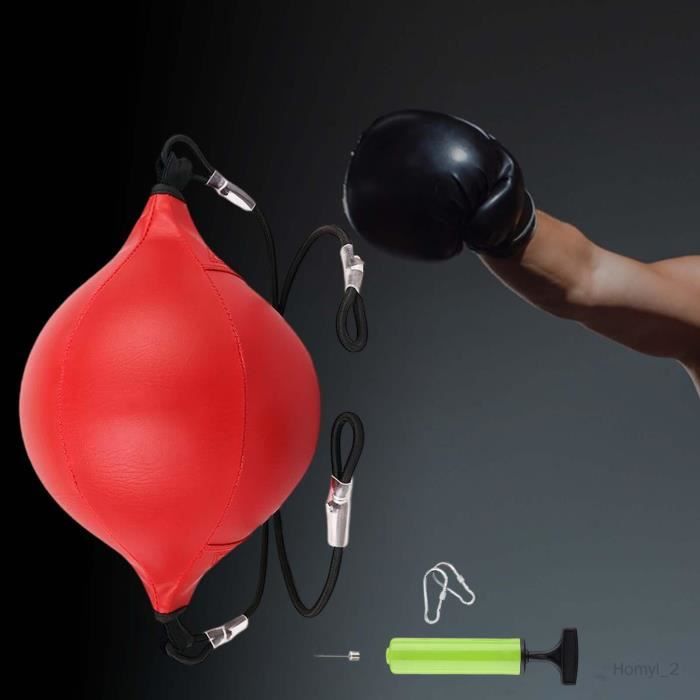 Punching ball poire de vitesse boxe avec support plateau tournant composite  acier revêtement synthétique rouge noir