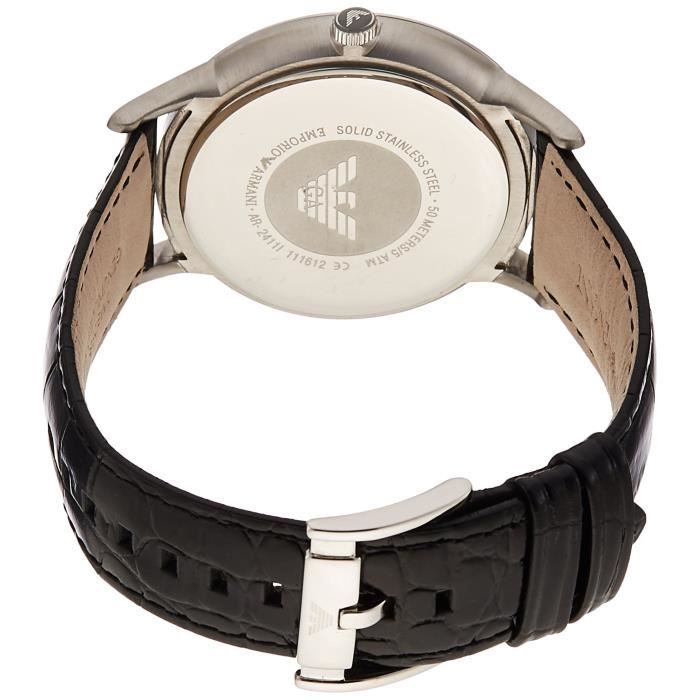 EMPORIO ARMANI Ar2411 hommes Gents Armani bracelet en cuir noir Montre VP3WR Achat vente montre Homme Adulte Noir Cuir Cdiscount