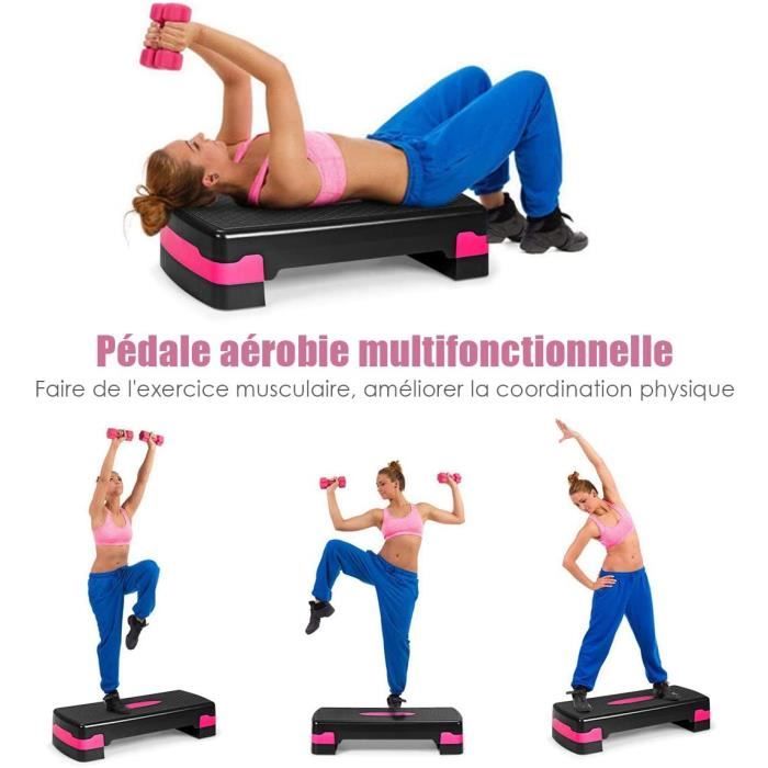 GOPLUS Stepper de Fitness Reglable en Hauteur 2 Niveaux 10 15CM Stepper d Aerobic Multifonctionnel Base et Surface Antiderapantes Cdiscount Sport