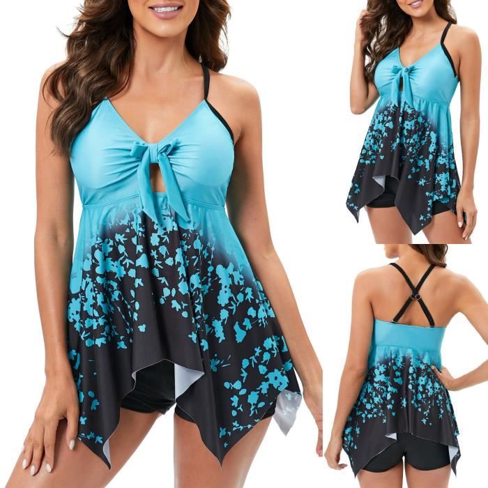 Fleuris Taille Haute Imprimé Dos Nu Col V Vintage Frais Bikinis Maillots De Bain main image 1