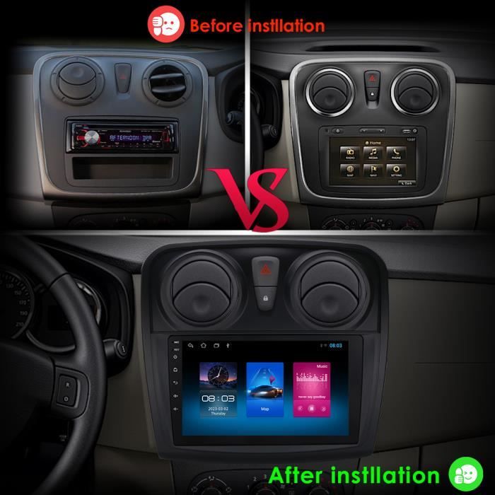 2G+32G Autoradio Android 2 Din pour Renault Logan 2 Sandero 2 2012-2019  lecteur vidéo multimédia de voiture Navi 9 Carplay WIFI RDS - Cdiscount  Auto