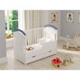 Lit d'enfant,lit bebe bleu-blanc 120x60cm avec tiroir et barrière de sécurité-2