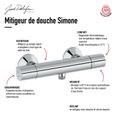 Mitigeur thermostatique douche Simone E25868-CP - JACOB DELAFON - Chrome - Sécurité et confort-2