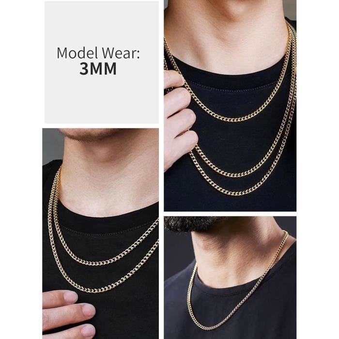 Chaîne Homme Acier Inoxydable Gourmette Cubaine Collier Garçon Femme