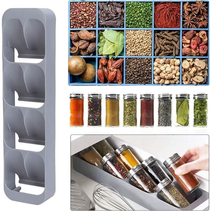 Support pour pots à épices, Range Epices Cuisine 8 grilles tiroir Épices  boîte de rangement pour bouteilles pour armoires de [L876] - Cdiscount  Maison