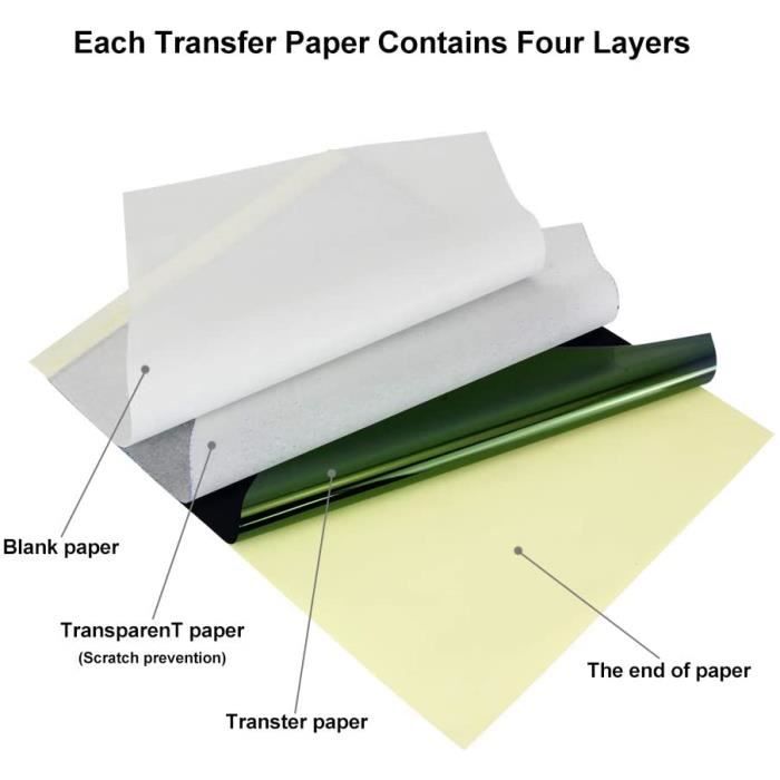 50 Feuilles Papier De Transfert Thermique Pour Tatouage - Papier