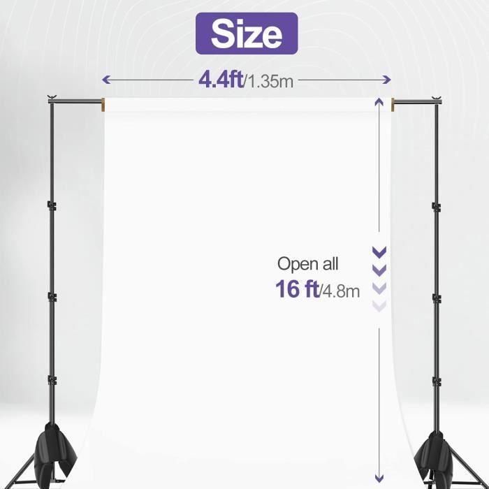 EMART Kit de support de toile de fond portable en forme de T - 1,5 m de large - 2,6 m de large - Réglable - Support de toile de fond pour EMART Kit de support de toile de fond portable en forme de T - 1,5 m de large - 2,6 m de large - Réglable - Support de toile de fond pour