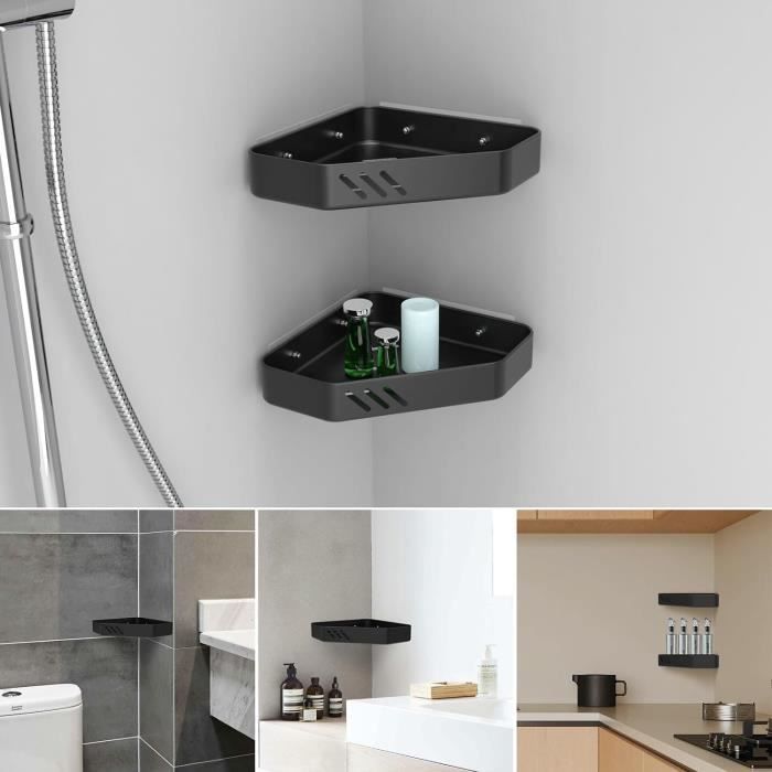 Étagère D'Angle Douche, 2 Pièces Etagere Salle De Bain Sans Percage