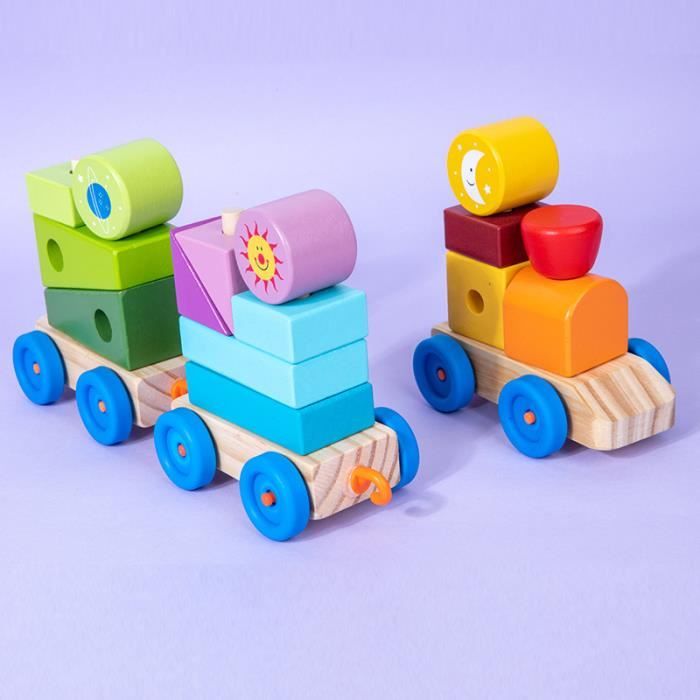 Jouet de train en forme de bois pour enfants, jouet éducatif de traction  géométrique assorti pour léducation précoce