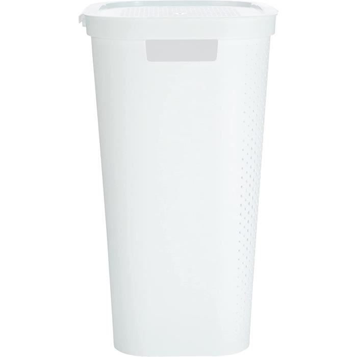 LIFEZEAL Coffre à Linge avec Couvercle à Charnière, Panier à Linge avec Barre de Support Métallique et Poignées de Transport - Maison