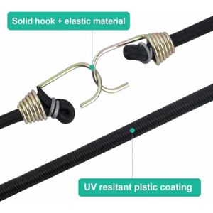 Lot De 20 Mini Tendeurs élastiques Noirs - 10,2 Cm De Long - Crochets Métal Recouverts ABS - Diamètre 5mm - Résistants UV