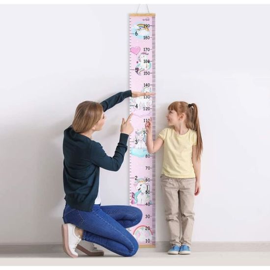 Toise Murale En Bois Pour Enfants QINGZY - Règle De Croissance Amovible 12.3x35.4cm - Avec Autocollants - Décoration Chambre Bébé - Cadeau Naissance, Anniversaire - 7