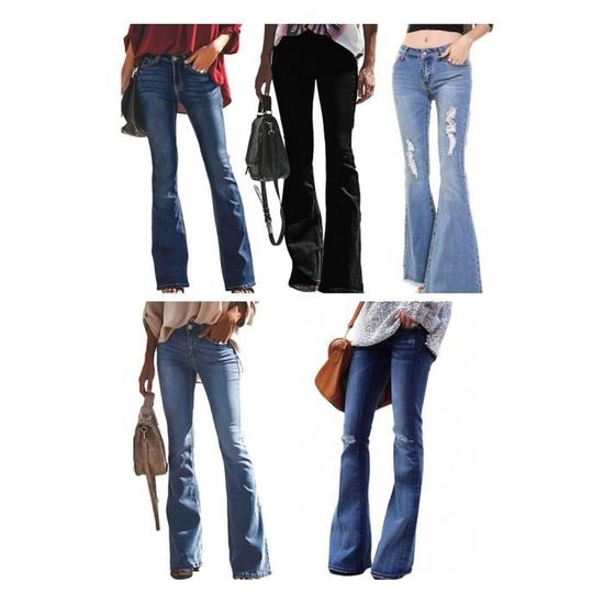 Simply Chic Pantalon Jean Femme Bootcut Taille Normale