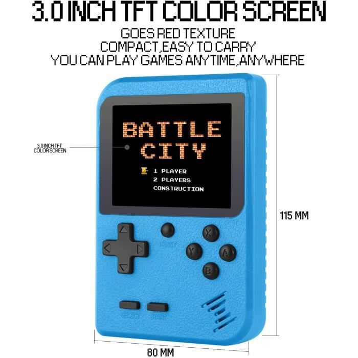 À double bleu - Mini console de jeu vidéo portable, écran 3.0 pouces À double bleu - Mini console de jeu vidéo portable, écran 3.0 pouces