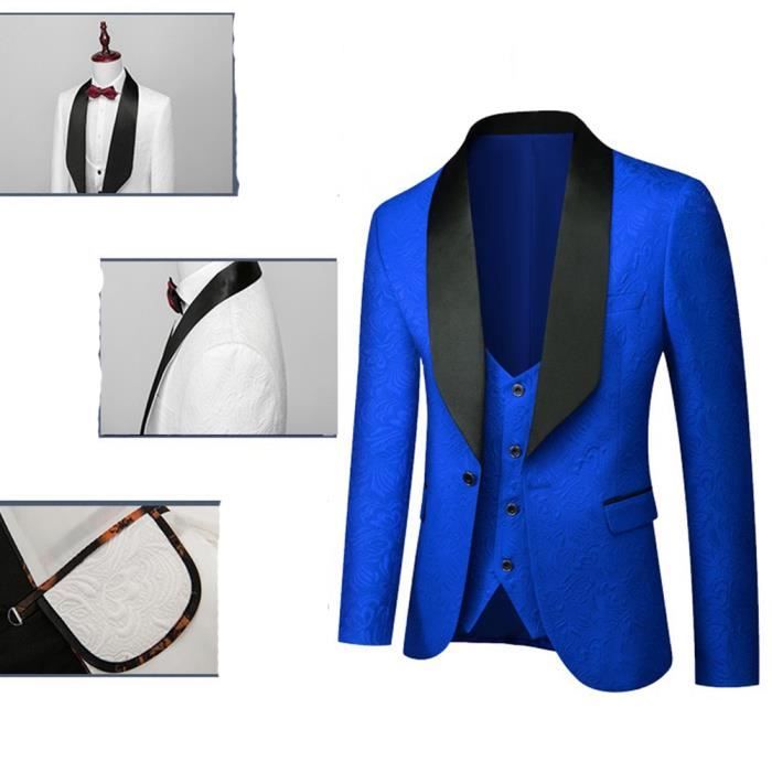 Veste Gilet Pantalon Costume Homme grande taille uni Blouson de Marque Luxe Blazer Grande VeTements Masculin Bleu FBC142
