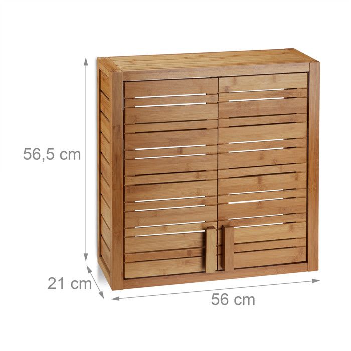 Relaxdays Armoire pour salle de bain LAMELL, 3 étagères, 2 portes, H x