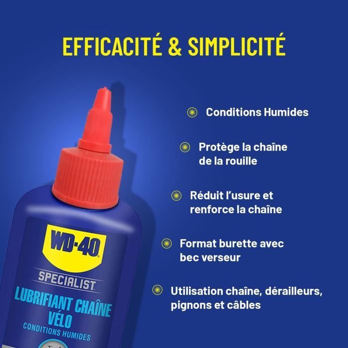 WD-40 SPECIALIST VELO Lubrifiant Chaîne Conditions Humides en burette - 100  ml - Cdiscount Auto