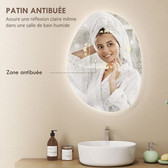 Miroir Lumineux Salle De Bain LED 70x50x4cm - Sans Cadre, Moderne (Neuf, Emballage Abîmé)