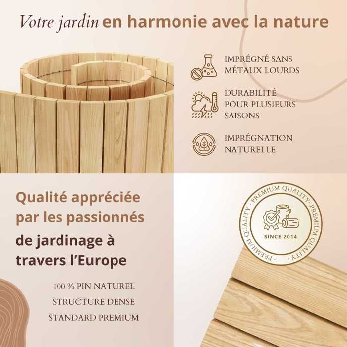 Floranica Rollborder II Clôture flexible en bois de pin 200 x 40 cm Non