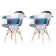 Lot de 2 chaises de salle à manger Eiffel,Chaises de Comptoir de Cuisine Patchwork Design Scandinave Rétro-0