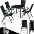 TECTAKE Ensemble chaises de salle à manger STABIA avec Cadre en aluminium pour 4 personnes Résistant aux intempéries - Gris Foncé-0