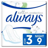 Always Serviettes Cotton Protection Night 9 unités