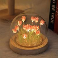 DIY Tulip Night Light Battery,16 Tulipe Lampe De Table Décoration,Veilleuse Lampes De Nuit Bricolage,Lampe tulipe créative pour