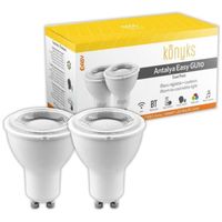 2 Ampoules connectées Wi-Fi + BT, GU10, Couleurs RGB + Blanc réglable, 5W - Konyks Antalya Easy GU10 Dual Pack