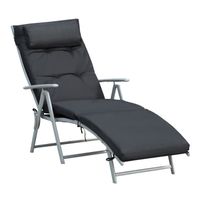 Bain de soleil pliable transat inclinable 7 positions chaise longue grand confort avec matelas + accoudoirs métal époxy textilène po