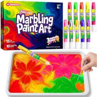 Shrubz Kit Peinture Enfant Jouet Peinture Marbrée à l'eau pour Enfants 16 Couleurs Kit Peinture Enfant, Creative Art Set de à la Main Peintures,Art de Peinture Cadeaux Idéaux Enfants Jouet 6+ Ans