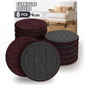 Lot De 4 Gros Patins Glisseurs Ronds De 80mm, Avec Adhésif - Neuf, Couleur Bleu/gris, Pour Meubles Lourds