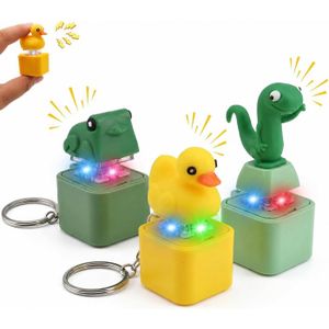 Lot De 3 Porte-clés Fidget Clavier – Grenouille, Canard, Lézard – Lumière LED Et Sons – Rechargeable – Anti-stress