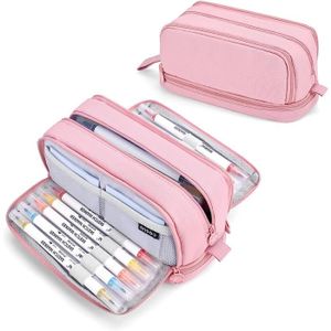 Trousse Scolaire Grande Capacité 24x11x7 Cm - Toile Oxford Noire Pour Collège/lycée - 5