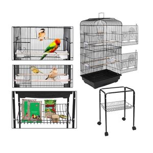 VOLIÈRE - CAGE OISEAU Grande Cage Volière pour Oiseaux, Cage à Roulettes
