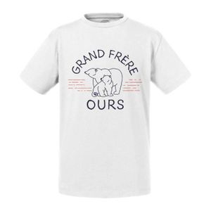 T-SHIRT T-shirt Enfant Blanc Grand Frère Ours Famille Mign