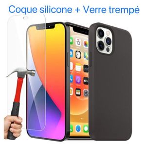 COQUE - BUMPER Coque pour iPhone 14 PLUS -Silicone Noir + 1 Vitre