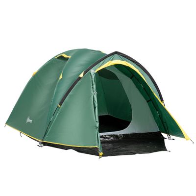 Tente De Camping Familiale Outsunny 3-4 Personnes - Double Toit 3000 Mm, Tunnel, Dimensions 390x315x188 Cm
