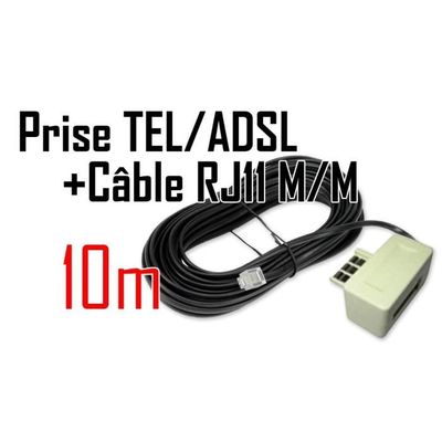 CÂBLE ADSL, RJ11, M / M, BLANC, 5M