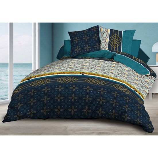 Parure De Lit Avec Jupe à Volants Et 2 Taies - Microfibre Brossée Douce, 180x200 Cm, Hauteur 40 Cm, Bleu Acier